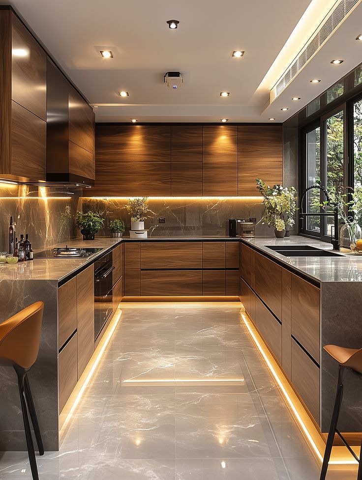 Tủ bếp inox cánh Acrylic chữ U